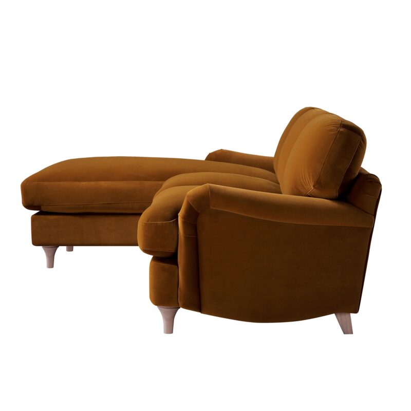Daphnis Cinnamon Velvet Sofa, Grande Chaise Sofa Left Hand Facing - Image 9
