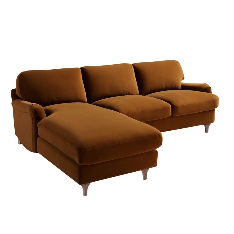 Daphnis Cinnamon Velvet Sofa, Grande Chaise Sofa Left Hand Facing - Image 10