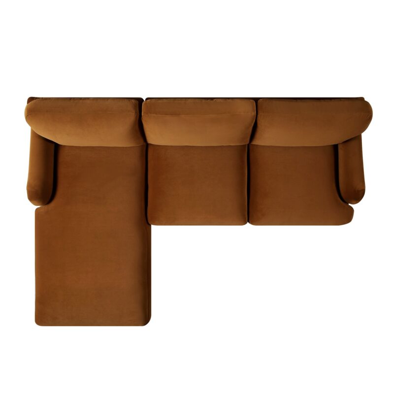 Daphnis Cinnamon Velvet Sofa, Grande Chaise Sofa Left Hand Facing - Image 11