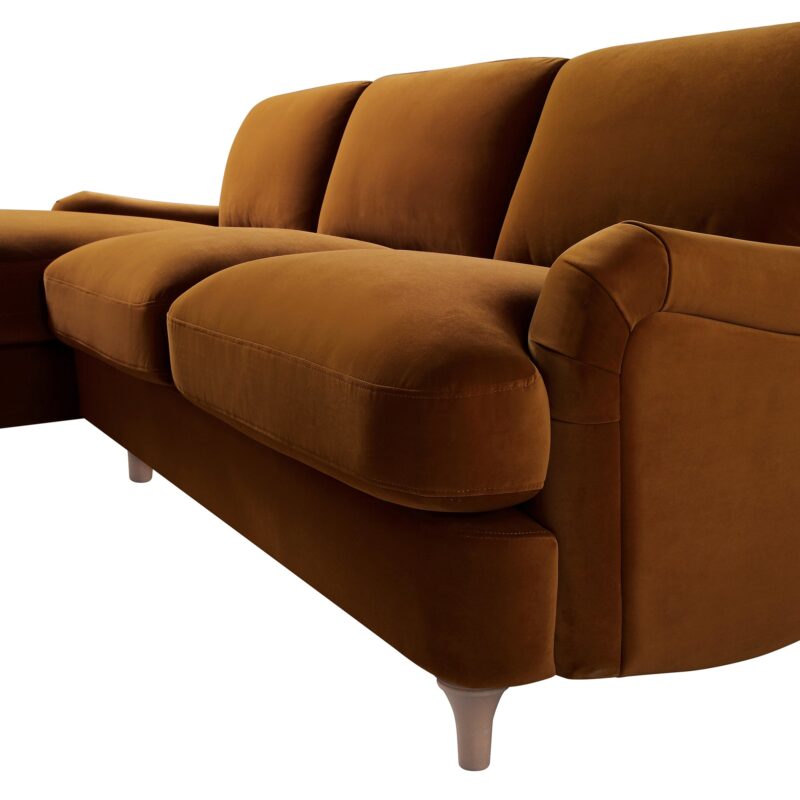 Daphnis Cinnamon Velvet Sofa, Grande Chaise Sofa Left Hand Facing - Image 13
