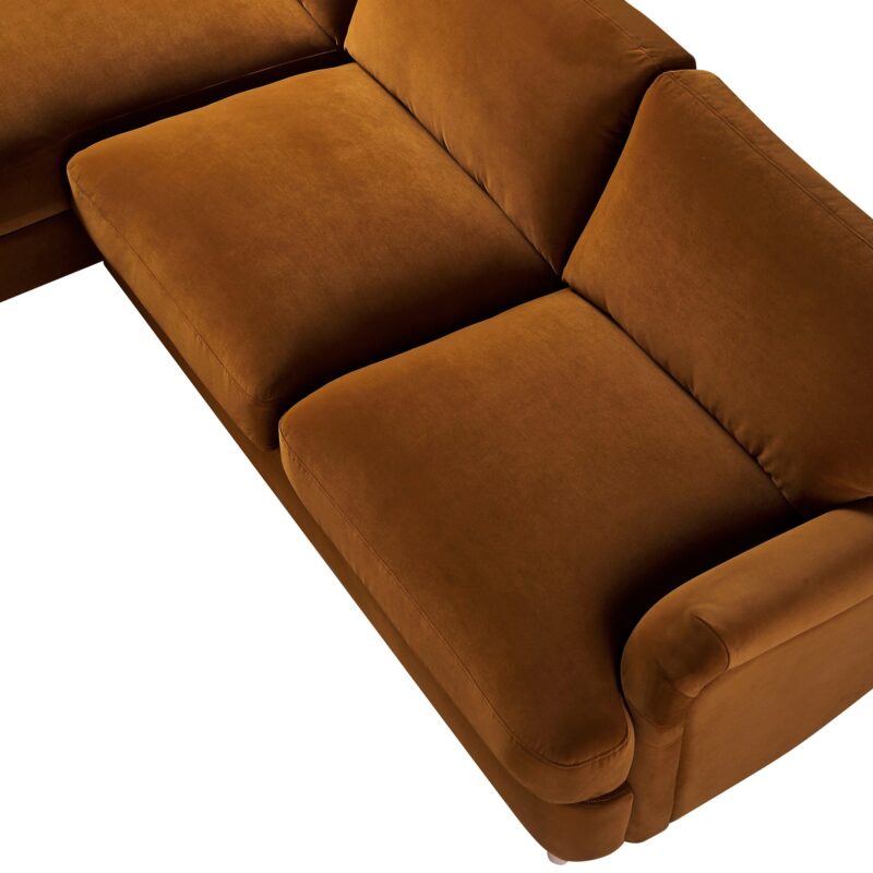 Daphnis Cinnamon Velvet Sofa, Grande Chaise Sofa Left Hand Facing - Image 14