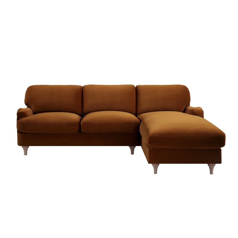 Daphnis Cinnamon Velvet Sofa, Grande Chaise Sofa Right Hand Facing - Image 6