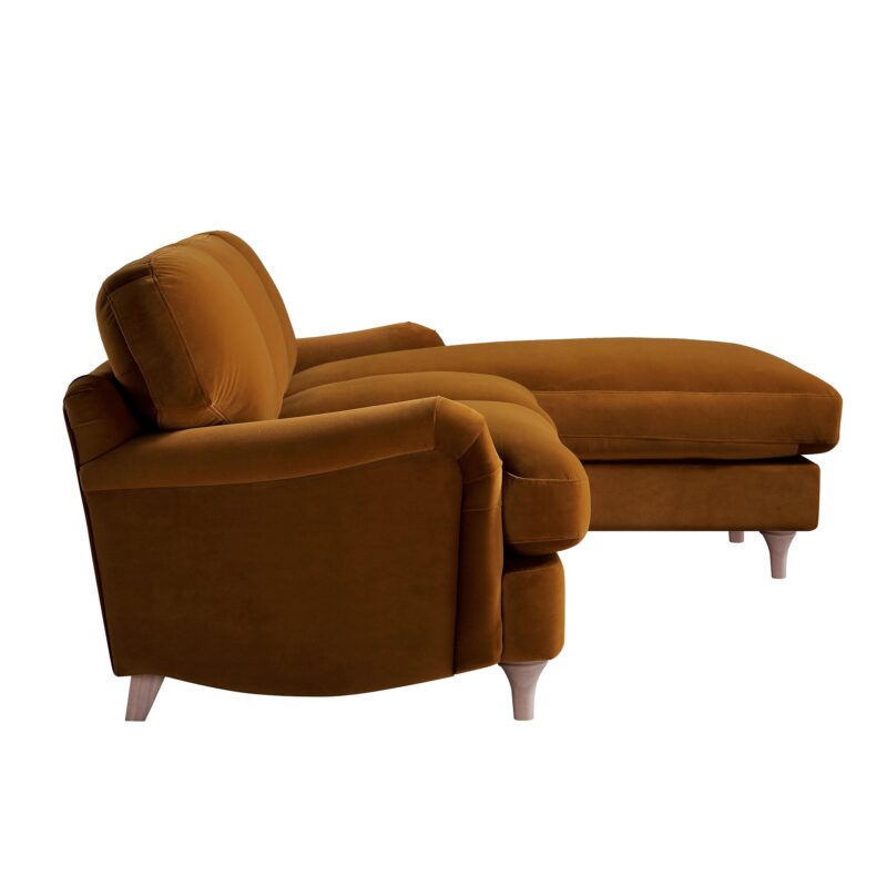 Daphnis Cinnamon Velvet Sofa, Grande Chaise Sofa Right Hand Facing - Image 9