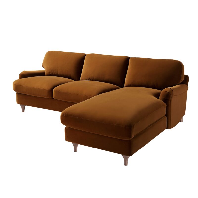 Daphnis Cinnamon Velvet Sofa, Grande Chaise Sofa Right Hand Facing - Image 10