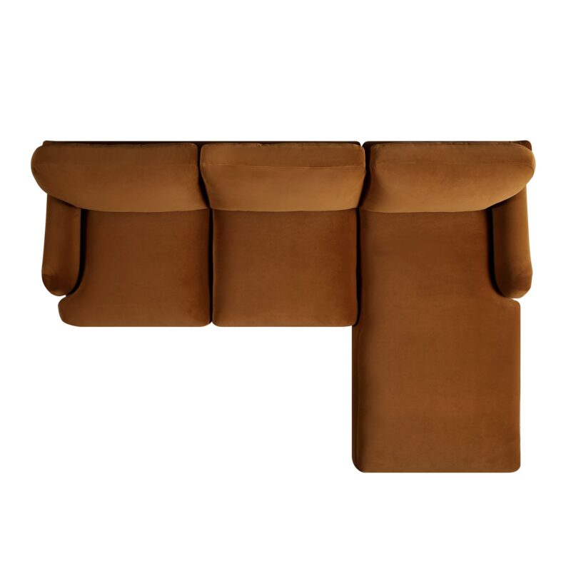 Daphnis Cinnamon Velvet Sofa, Grande Chaise Sofa Right Hand Facing - Image 11