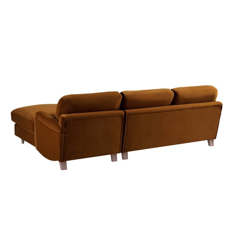 Daphnis Cinnamon Velvet Sofa, Grande Chaise Sofa Right Hand Facing - Image 12