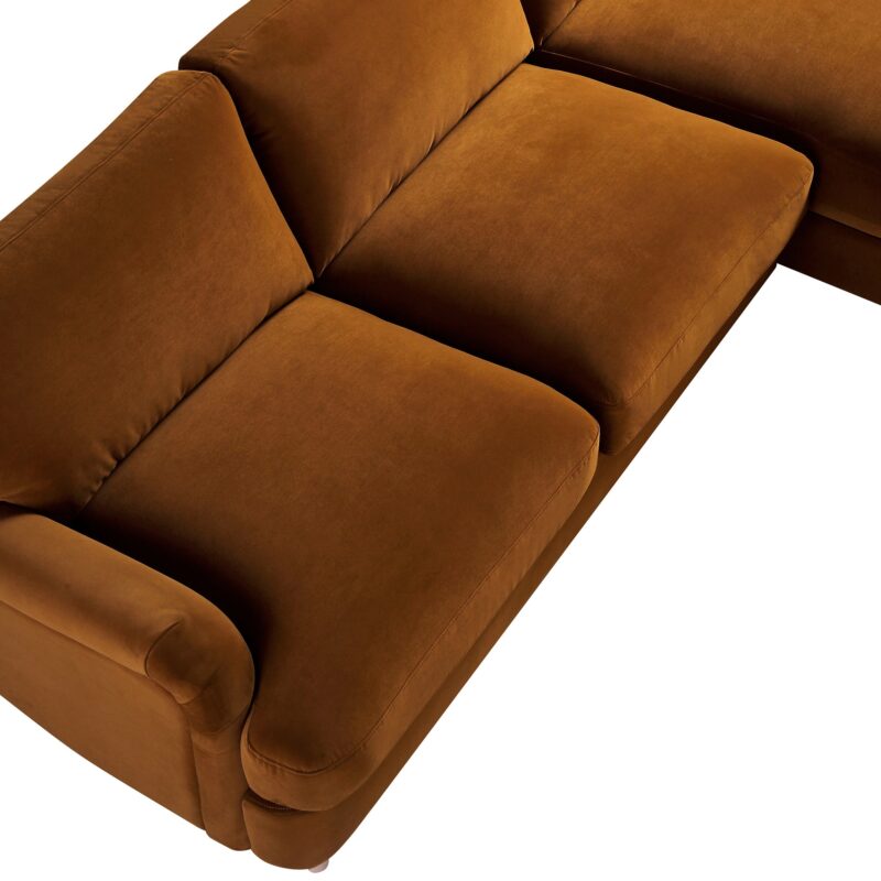 Daphnis Cinnamon Velvet Sofa, Grande Chaise Sofa Right Hand Facing - Image 14