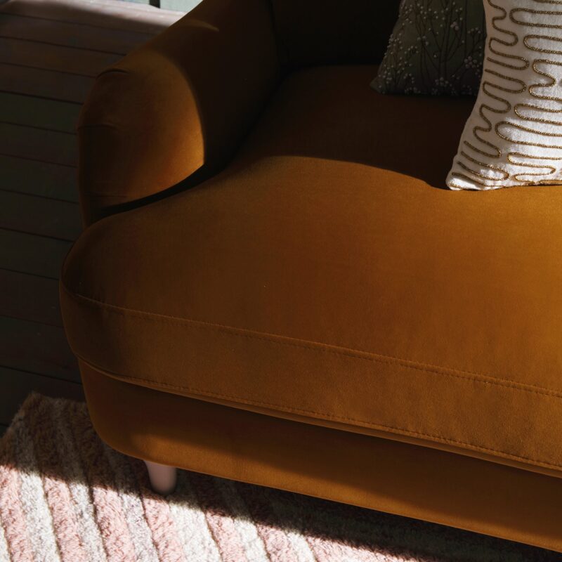 Daphnis Cinnamon Velvet Sofa, Grande Chaise Sofa Right Hand Facing - Image 5
