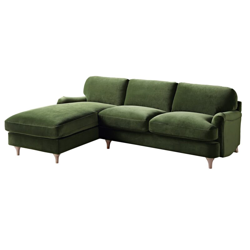 Daphnis Fern Green Velvet Sofa, Grande Chaise Sofa Left Hand Facing - Image 6