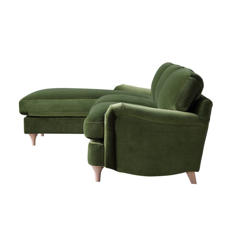 Daphnis Fern Green Velvet Sofa, Grande Chaise Sofa Left Hand Facing - Image 8
