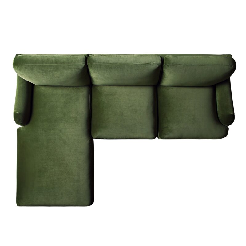 Daphnis Fern Green Velvet Sofa, Grande Chaise Sofa Left Hand Facing - Image 9