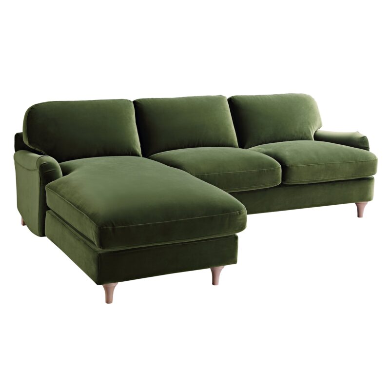 Daphnis Fern Green Velvet Sofa, Grande Chaise Sofa Left Hand Facing - Image 10