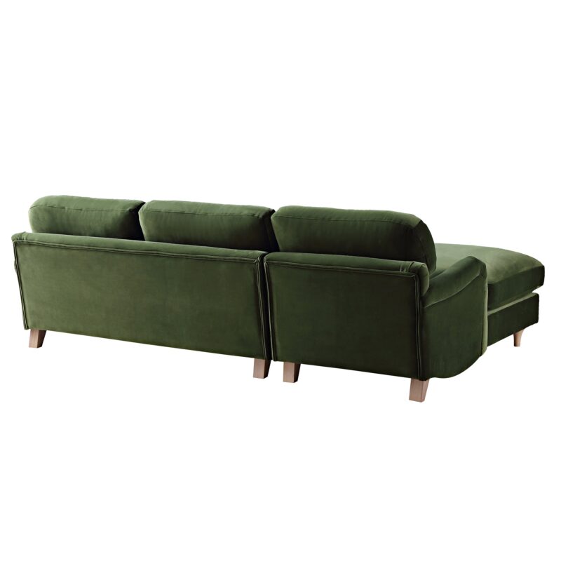 Daphnis Fern Green Velvet Sofa, Grande Chaise Sofa Left Hand Facing - Image 11