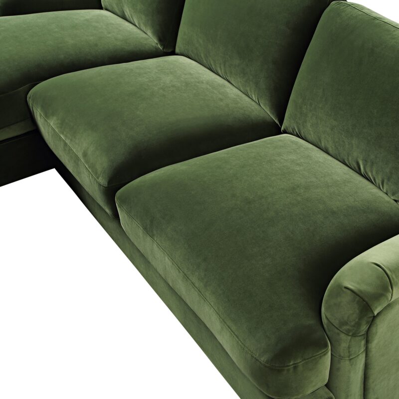 Daphnis Fern Green Velvet Sofa, Grande Chaise Sofa Left Hand Facing - Image 13