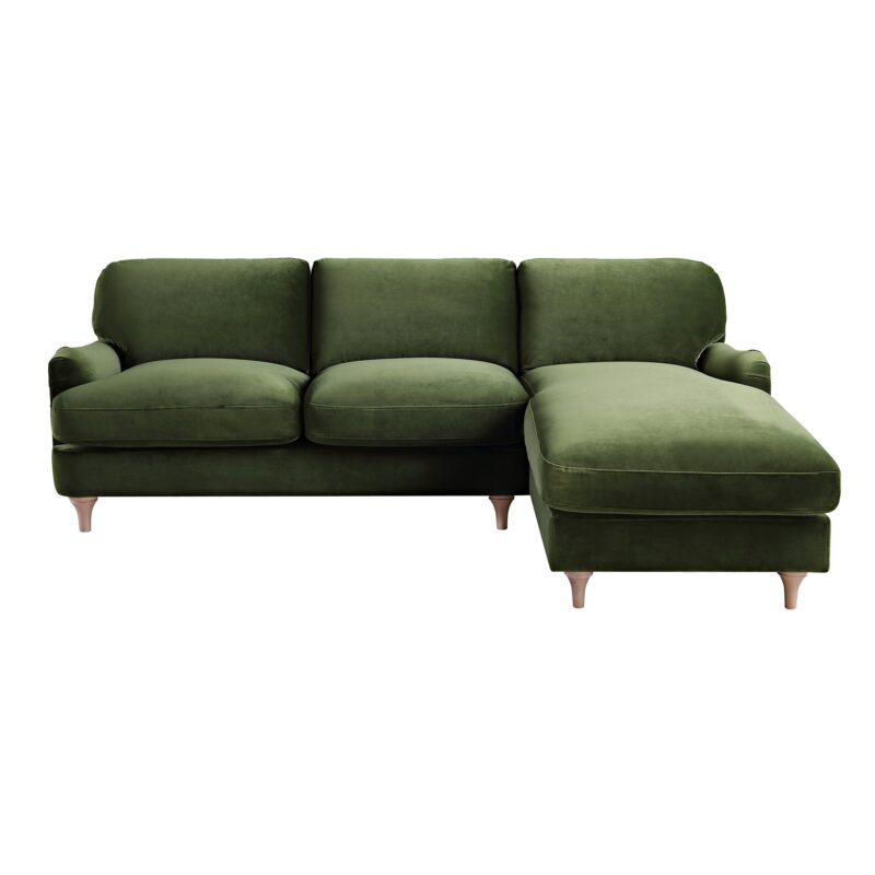 Daphnis Fern Green Velvet Sofa, Grande Chaise Sofa Right Hand Facing - Image 5