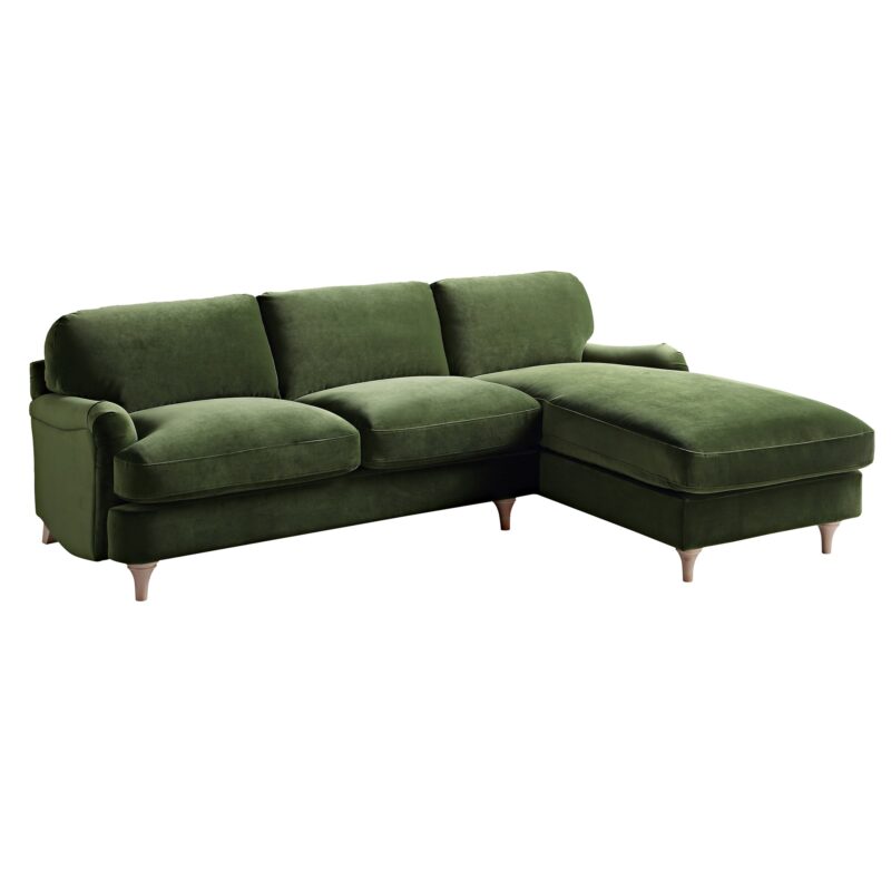 Daphnis Fern Green Velvet Sofa, Grande Chaise Sofa Right Hand Facing - Image 6