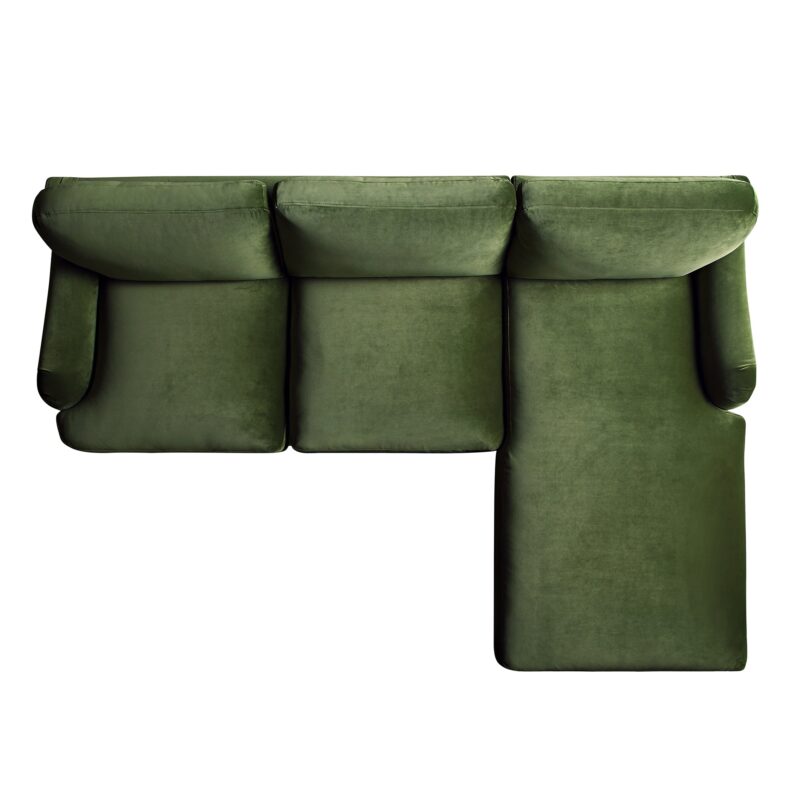 Daphnis Fern Green Velvet Sofa, Grande Chaise Sofa Right Hand Facing - Image 9