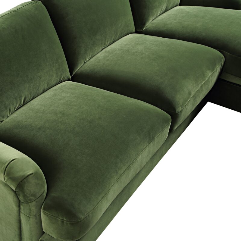 Daphnis Fern Green Velvet Sofa, Grande Chaise Sofa Right Hand Facing - Image 13