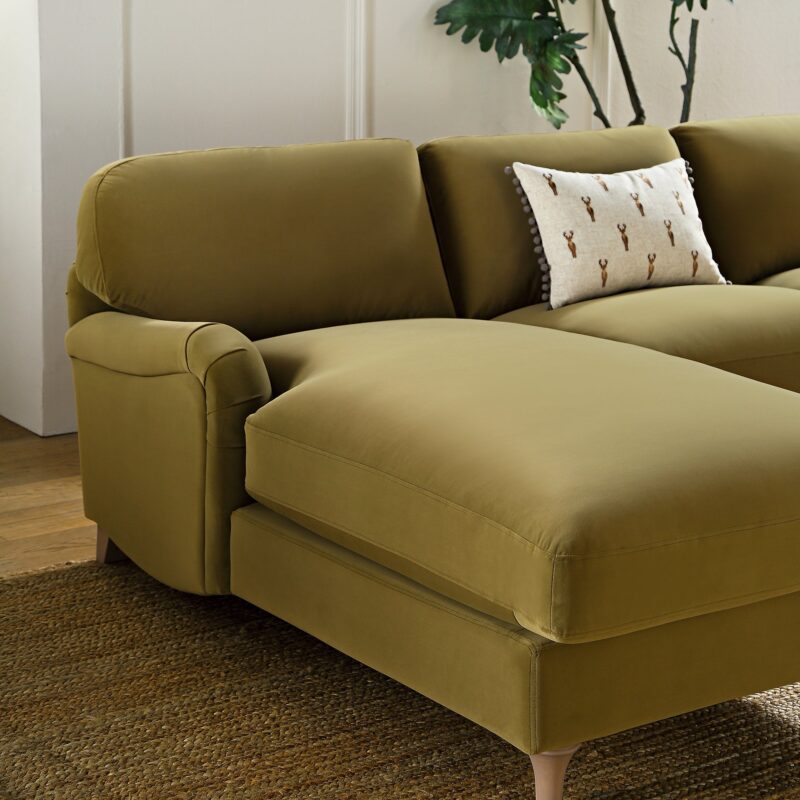 Daphnis Fudge Velvet Sofa, Grande Chaise Sofa Left Hand Facing - Image 4