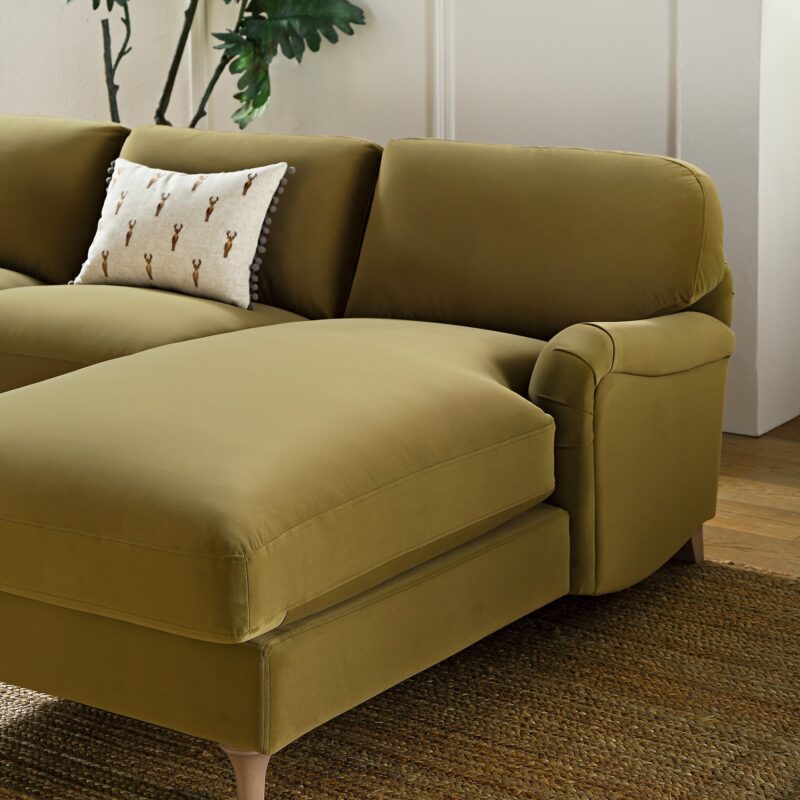 Daphnis Fudge Velvet Sofa, Grande Chaise Sofa Right Hand Facing - Image 4