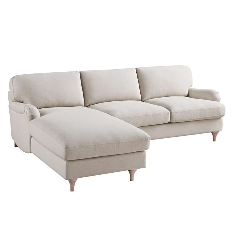 Daphnis Oatmeal Fabric Sofa, Grande Chaise Sofa Left Hand Facing - Image 10