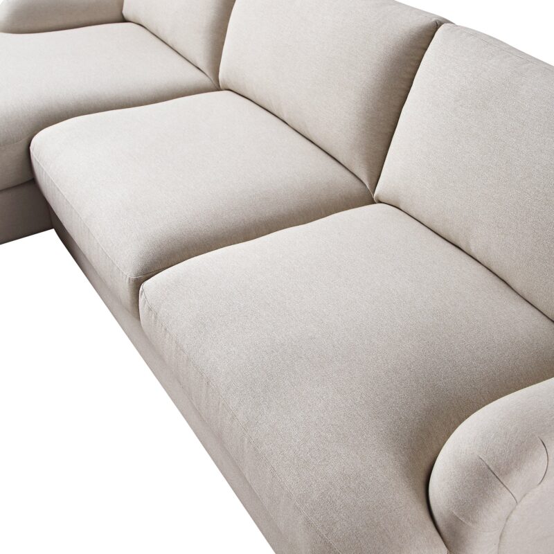 Daphnis Oatmeal Fabric Sofa, Grande Chaise Sofa Left Hand Facing - Image 13