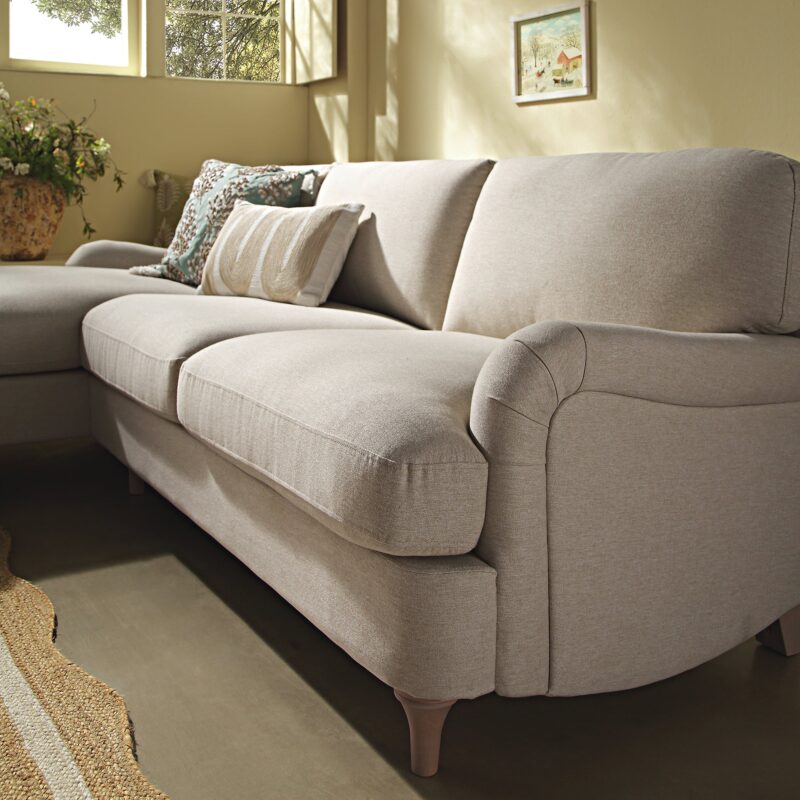 Daphnis Oatmeal Fabric Sofa, Grande Chaise Sofa Left Hand Facing - Image 4