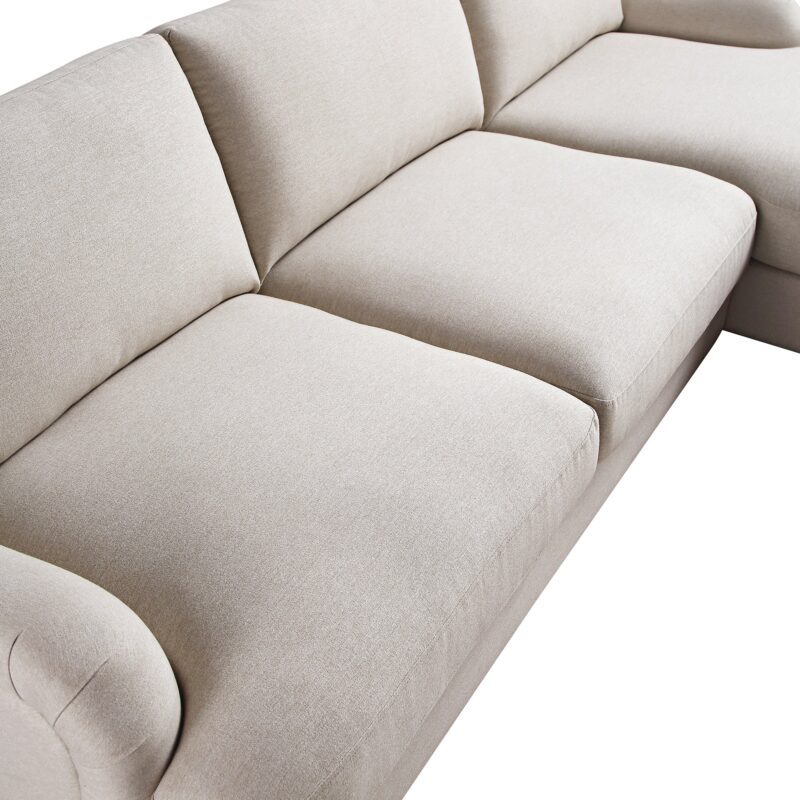 Daphnis Oatmeal Fabric Sofa, Grande Chaise Sofa Right Hand Facing - Image 12