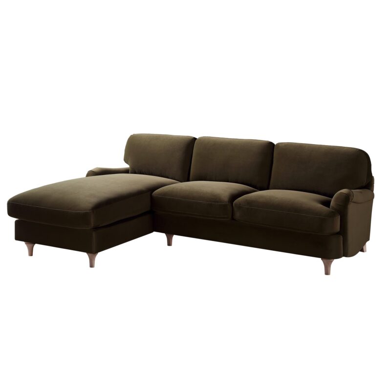 Daphnis Seaweed Velvet Sofa, Grande Chaise Sofa Left Hand Facing - Image 6