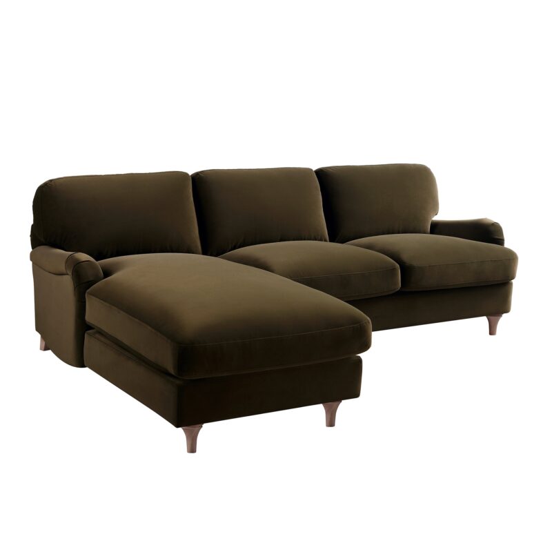 Daphnis Seaweed Velvet Sofa, Grande Chaise Sofa Left Hand Facing - Image 9