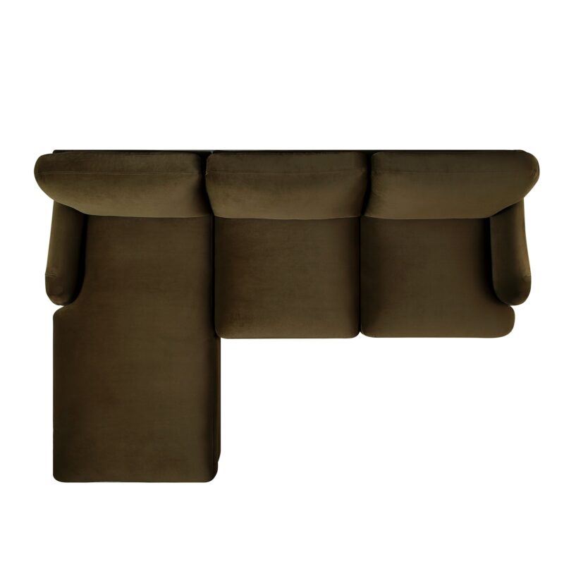 Daphnis Seaweed Velvet Sofa, Grande Chaise Sofa Left Hand Facing - Image 10