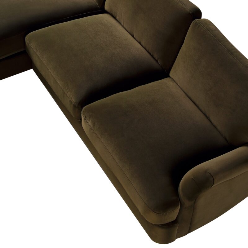 Daphnis Seaweed Velvet Sofa, Grande Chaise Sofa Left Hand Facing - Image 12