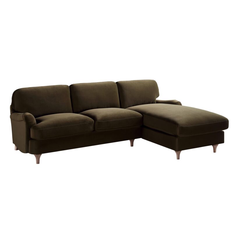 Daphnis Seaweed Velvet Sofa, Grande Chaise Sofa Right Hand Facing - Image 6