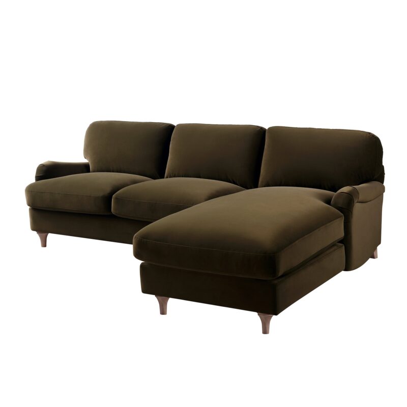 Daphnis Seaweed Velvet Sofa, Grande Chaise Sofa Right Hand Facing - Image 9