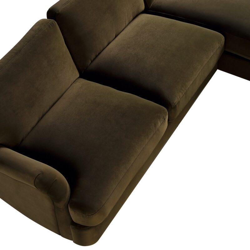 Daphnis Seaweed Velvet Sofa, Grande Chaise Sofa Right Hand Facing - Image 12