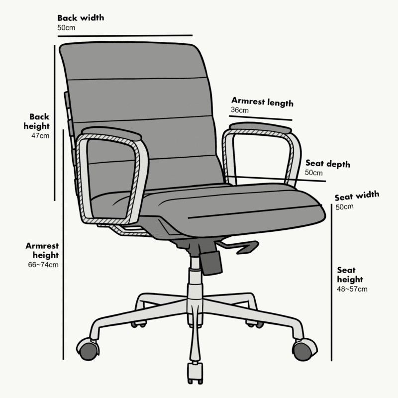 Kingston Vintage Effect Faux Leather Office Chair with Chrome Frame and Aluminium Base Grey - Image 4