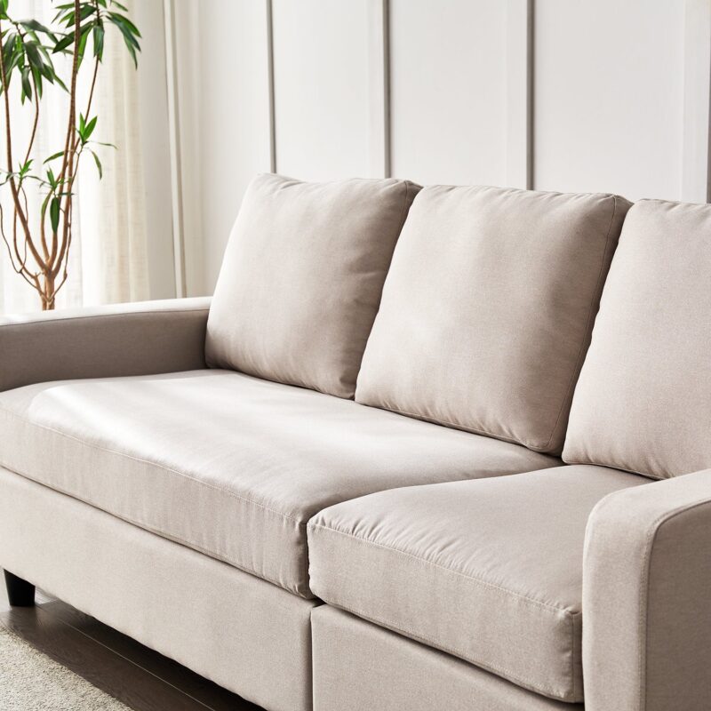 Campbell 3 Seater Sofa with Reversible Chaise in Beige Woven Fabric - Image 7