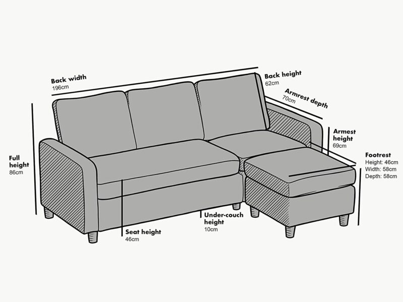 Campbell 3 Seater Sofa with Reversible Chaise in Blue Velvet - Image 10