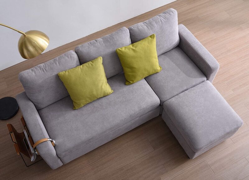 Campbell 3 Seater Sofa with Reversible Chaise in Light Grey - Image 2