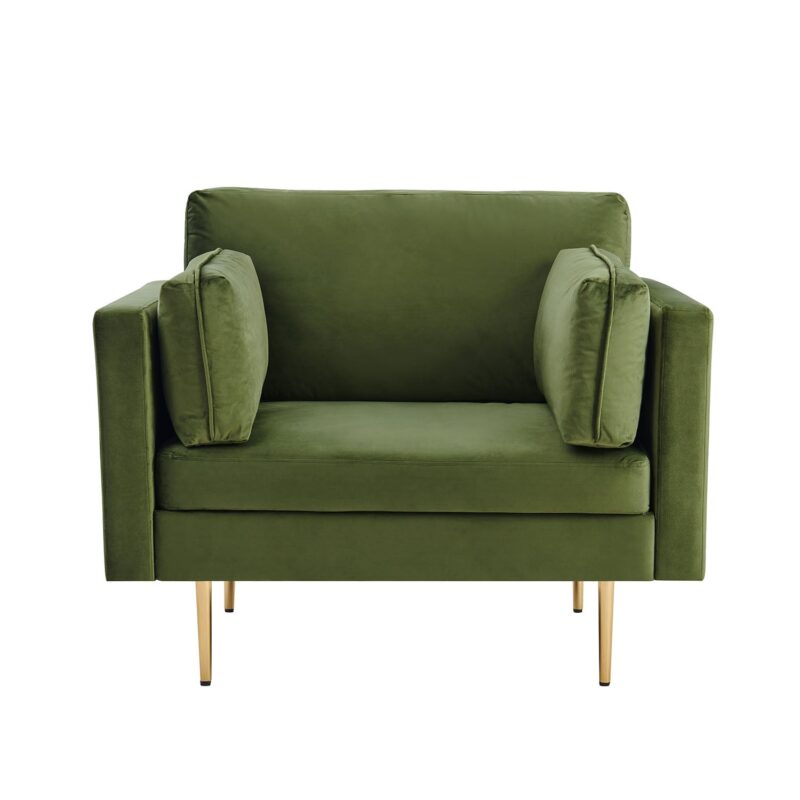 Pelham Moss Green Velvet Fabric Armchair - Image 4