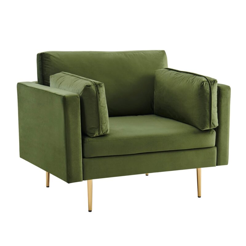 Pelham Moss Green Velvet Fabric Armchair - Image 3