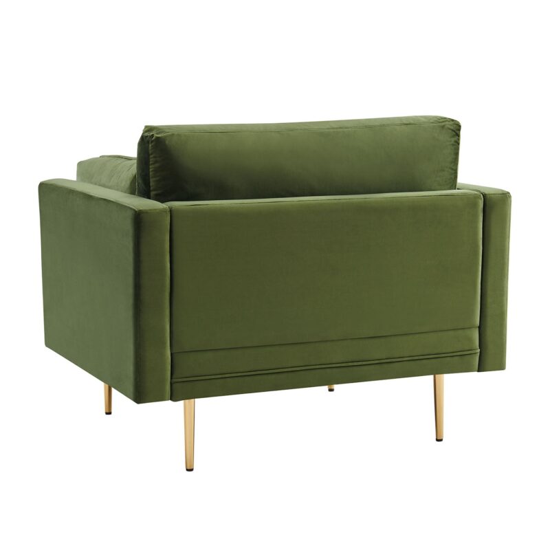 Pelham Moss Green Velvet Fabric Armchair - Image 5