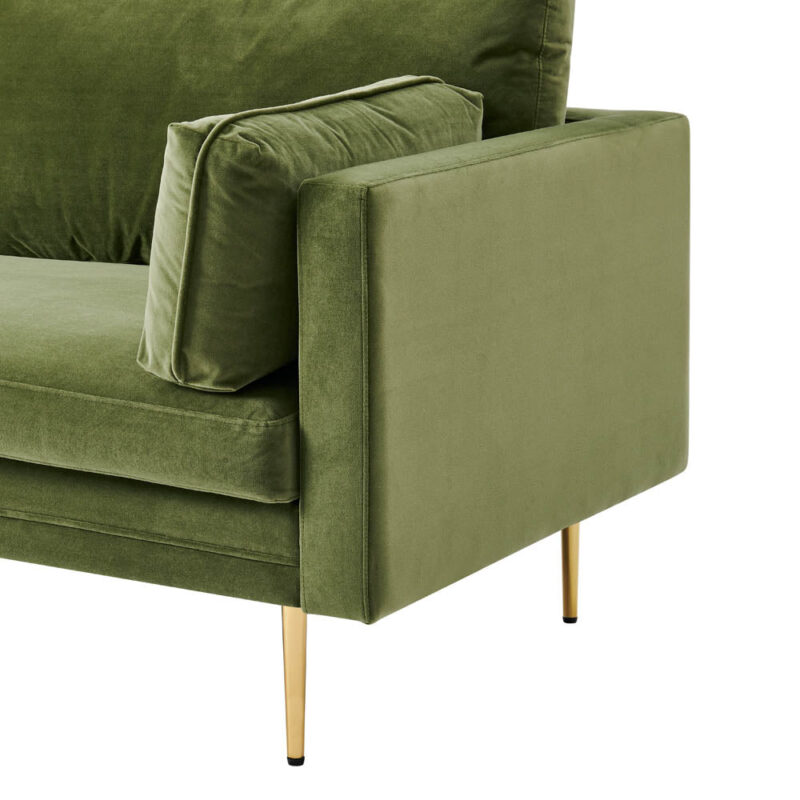 Pelham Moss Green Velvet Fabric Armchair - Image 7