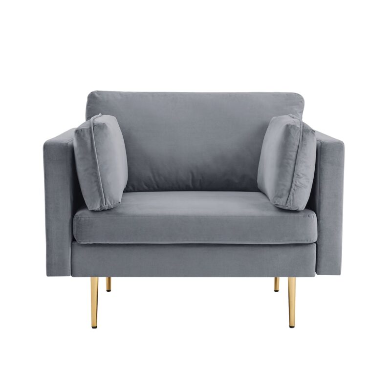 Pelham Grey Velvet Fabric Armchair - Image 3
