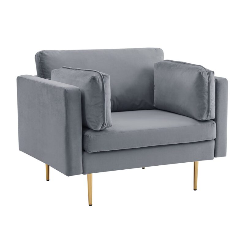Pelham Grey Velvet Fabric Armchair - Image 4