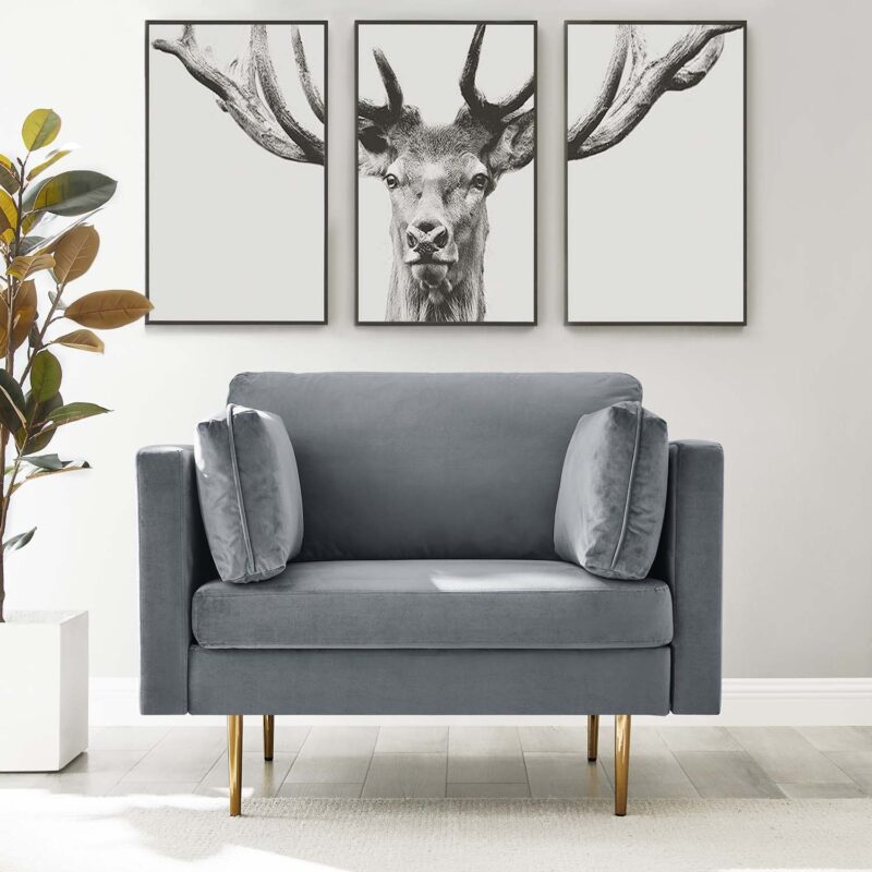 Pelham Grey Velvet Fabric Armchair - Image 2