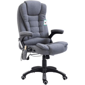 Executive Recline Padded Swivel Office Chair with Vibrating Massage Function, MM17 Grey Fabric