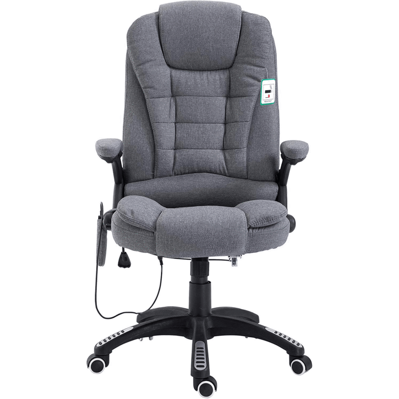 Executive Recline Padded Swivel Office Chair with Vibrating Massage Function, MM17 Grey Fabric - Image 2