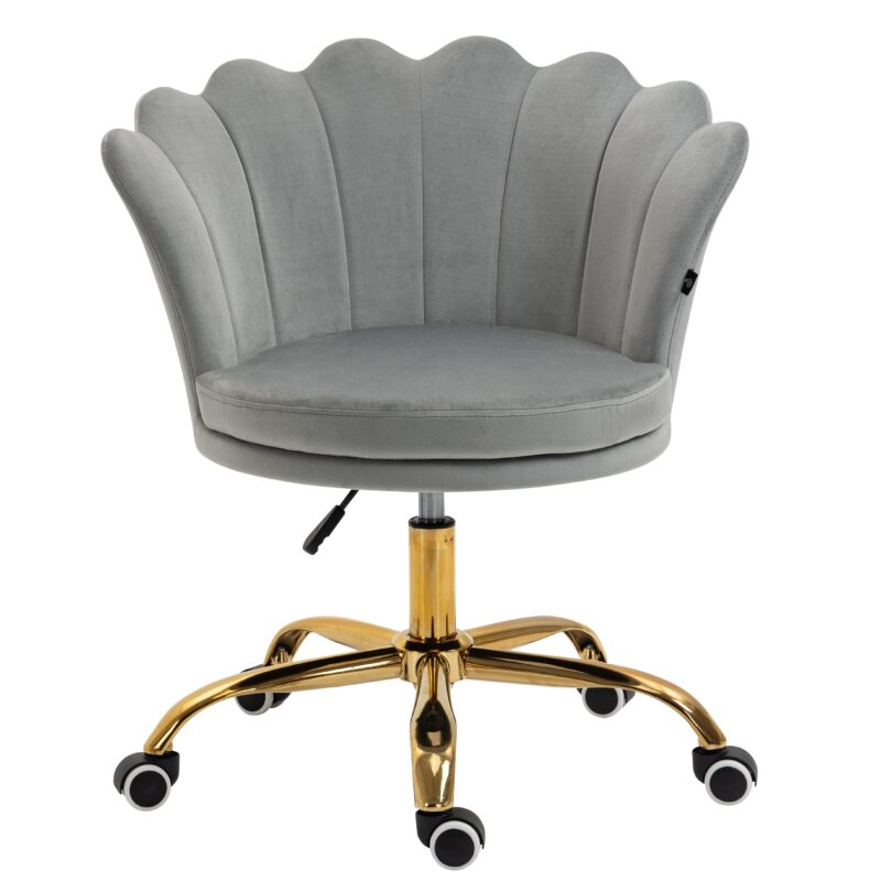 Hepburn Scalloped Swivel Chair (Grey Velvet) - Image 2