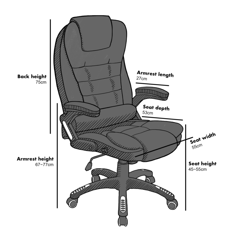 Executive Recline Extra Padded Office Chair Standard, MO17 Grey Fabric - Image 3